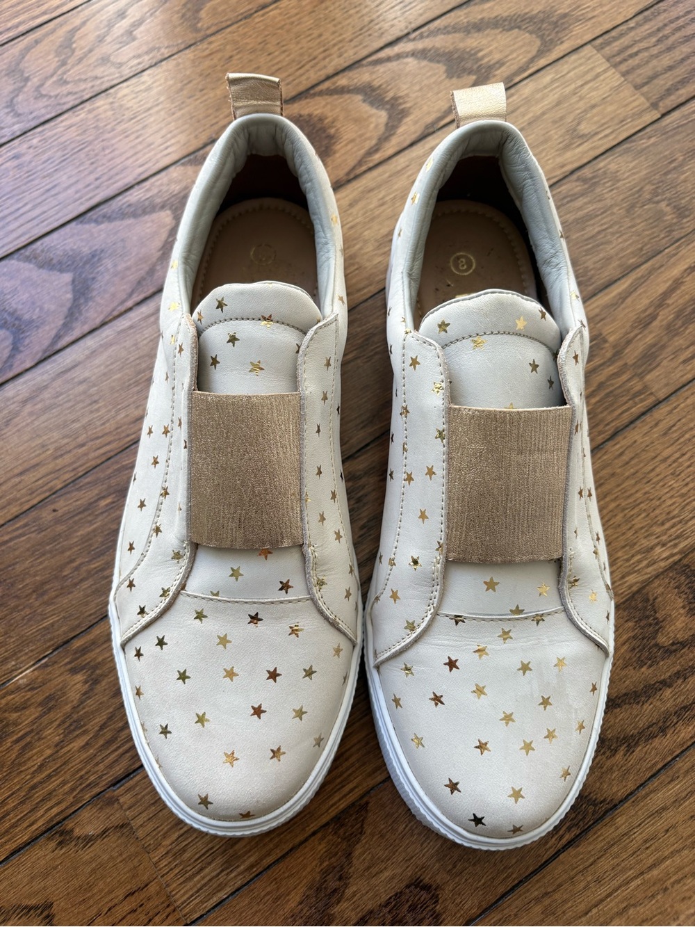 Women's KAANAS Cream Slip-On Sneakers with Gold Star Accents